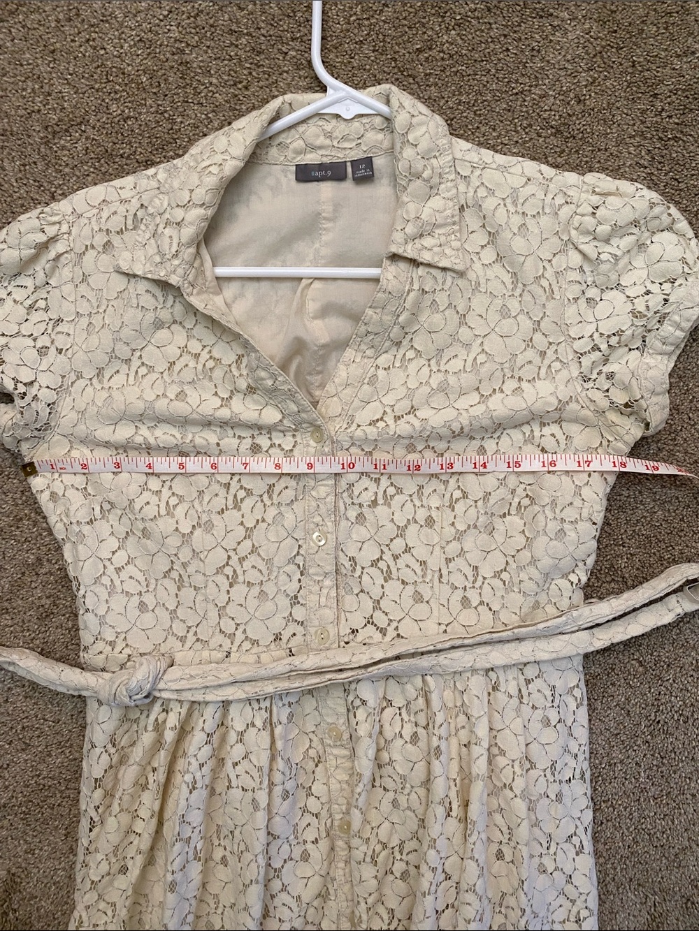 Cream Lace Button-Front Short-Sleeve Midi Dress - Picture 7 of 7